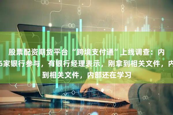 股票配资期货平台 “跨境支付通”上线调查:内地香港各有6家银行参与,有银行经理表示,刚拿到相关文件,内部还在学习