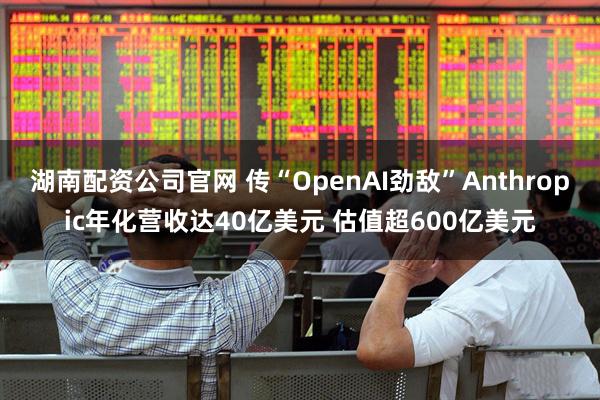 湖南配资公司官网 传“OpenAI劲敌”Anthropic年化营收达40亿美元 估值超600亿美元